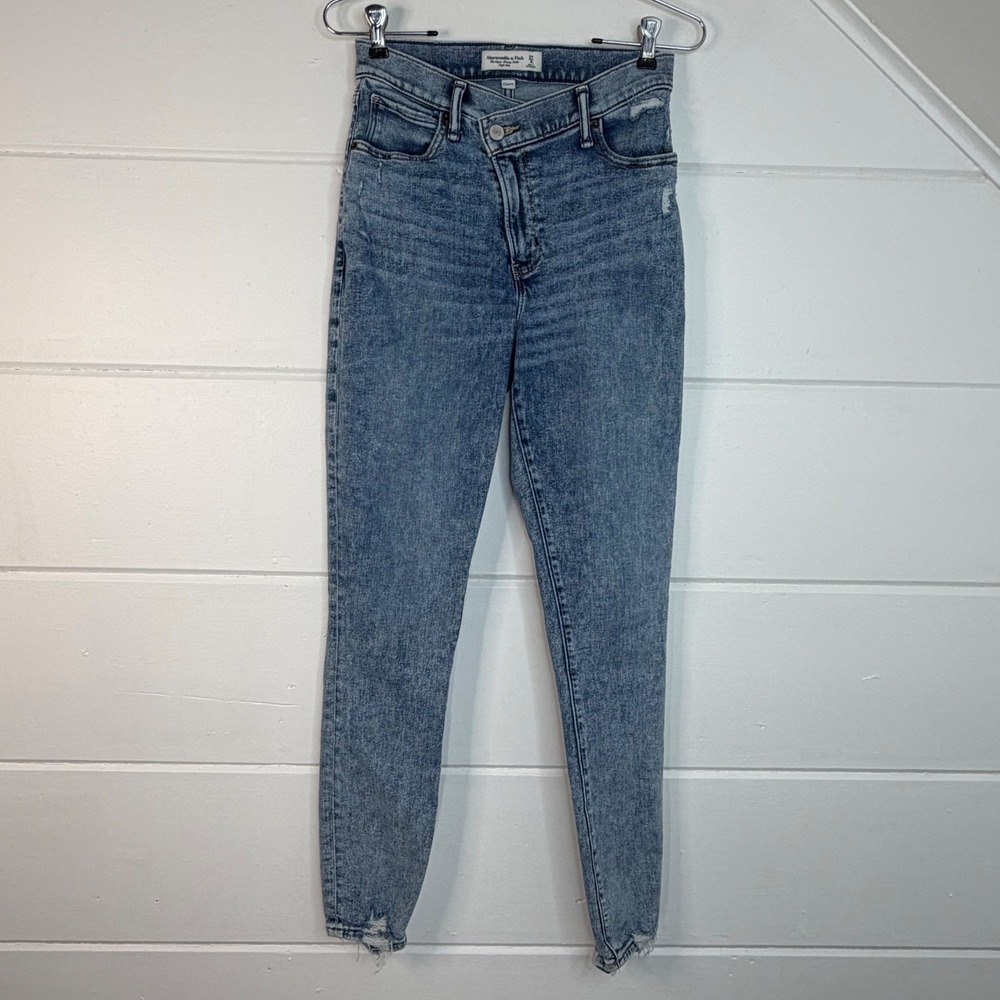 Abercrombie & Fitch‎ Curve Love Super Skinny Ankle High Rise 4L Tall Cross Waist